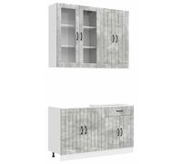 Unité de cuisine LUCCA 4 pcs Gris béton Bois d'ingénierie