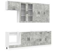 Unité de cuisine LUCCA 8 pcs Gris béton Bois d'ingénierie