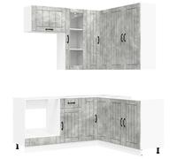 Unité de cuisine LUCCA 8 pcs Gris béton Bois d'ingénierie