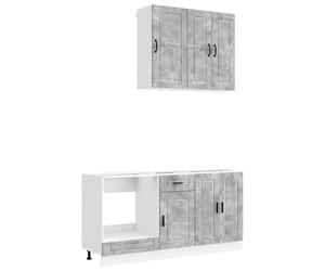 Unité de cuisine PORTO 5 pcs Gris béton Bois d'ingénierie