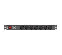 Lanberg Multiprise PDU PDU-07E-0200-BK 7 prises Type E protection surtension 16A 230V 1U noir 2 m