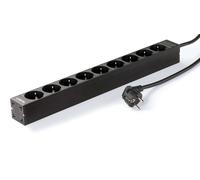 Unité De Distribution D'Énergie 16A 9 Prise Schuko Noir (Prise européenne) - PLA416-9-BL