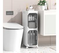 Unité de rangement en plastique autonome, étroite et montée sur roulettes, idéale pour le bureau et la maison