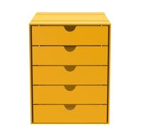 Unité de rangement USM Haller Inos K1 C4 avec 5 plateaux fermés, pour bureau à domicile, livraison rapide jaune doré - USM HALLER QS K1 GOLDGELB
