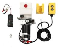 Unité hydraulique - Pompe électrohydraulique unidirectionnelle - 800W, 12V DC - Réservoir d'huile de 1,5L - Pour remorques basculantes - Télécommande de 4,5 mètres - Noir