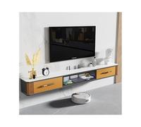 unité média Console multimédia Flottante de Luxe Moderne avec Porte Rabattable en Verre(Orange,180x25x24cm)