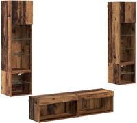 Unité murale de TV 6 pcs Bois Ancien Bois d'ingénierie