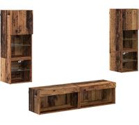 Unité murale de TV 6 pcs Bois Ancien Bois d'ingénierie