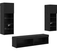 Unité murale de TV 6 pcs Chêne noir Bois d'ingénierie