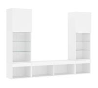 Unité murale TV avec LED - vidaXL - 5 pièces - Blanc - Bois d'ingénierie - Lumières LED RVB - 40,5x30x102 cm