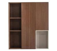 Unité TV double, module supérieur, style moderne, bois brun, design minimaliste