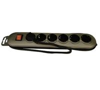 Unitec 44145 Silver-Line Bloc multiprise avec 6 prises, interrupteur et cordon H05VV-F 3G1,5 mm² 2 m