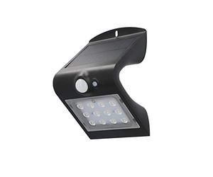 UNITEC Applique murale solaire LED avec détecteur de mouvement 120° | 1,5 W | 220 lumens | 4000 K | Lampe solaire d'extérieur | Protection contre les éclaboussures IP65 | Noir