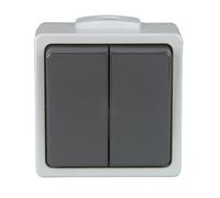 Unitec FR 42543L Aquarius Interrupteur Double à Monter en saillie Gris Clair/Gris foncé