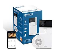 Unitec Interphone vidéo WiFi avec application smartphone, batterie ou câblage fixe, avec caméra Wi-Fi Full HD, audio bidirectionnel, carillon sans fil 30826