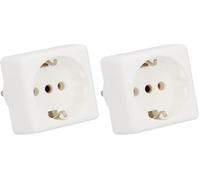 UNITEC Prise de Transition France/Allemagne, Adaptateur de Prise, fiche Schuko, 1 pièce, Blanc (Lot de 2)