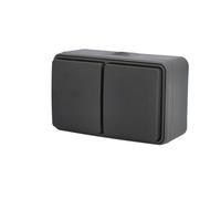 UNITEC Prise double AP/FR Aqua - Montage en saillie - Convient pour pièces humides - IP54 - Pour intérieur et extérieur - Anthracite - 1 pièce