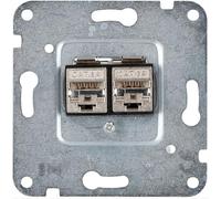 UNITEC Prise LAN pour Montage encastré, pour connecter 2 câbles de Pose réseau, Compatible avec Les caches TAE, Prise réseau CAT6, Argent