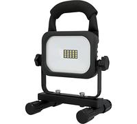 UNITEC Projecteur LED avec batterie 20 W, 1600 lumens, bloc d'alimentation, rechargeable, projecteur de chantier, 6500 K, noir, IP54, verre de sécurité, batterie lithium-ion efficacité