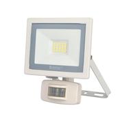 Unitec Spot LED avec détecteur de mouvement infrarouge 180° 10 W, 800 lumens, avec câble de raccordement, 6500 Kelvin, blanc, IP44, aluminium moulé sous pression, verre de sécurit efficacité énergétique Blanc., 10W 800lm