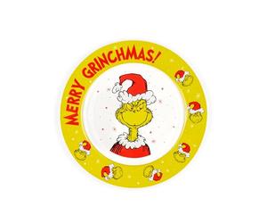 United Labels Grinch Assiette de Noël 26,5 cm Vert Merry Grinchmas en Céramique pour Biscuits, Noël et Avent