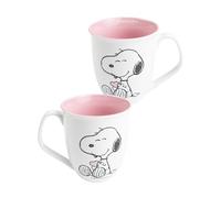 United Labels The Peanuts Tasse Snoopy 280 ml, rose et blanc, tasse à café en céramique, tasse à café
