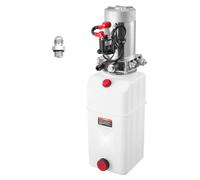 Unités hydrauliques pour remorques basculantes - Pompe hydraulique 12 V à double effet - Pression maximale : 22 MPa / 220 bar - Débit : 3,4 L/min - Réservoir métallique de 5,7 L - Couleur : blanc