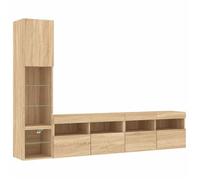 Unités murales TV avec LED - 4 pièces - vidaXL - bois d'ingénierie - chêne sonoma - grand rangement 444zcs77w