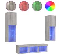 Unités murales TV avec LED 5 pcs gris sonoma bois d'ingénierie