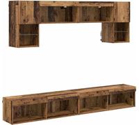 Unités murales TV avec LED 6 pcs Bois Ancien Bois d'ingénierie