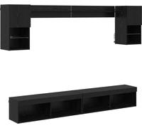 Unités murales TV avec LED 6 pcs Chêne noir Bois d'ingénierie