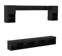 Unités murales TV avec LED 6 pcs Chêne noir Bois d'ingénierie