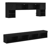 Unités murales TV avec LED 6 pcs Chêne noir Bois d'ingénierie