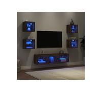 vidaXL Unités murales TV 3216587 – 7 pcs avec LED, moderne chêne fumé