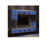 vidaXL Unités murales TV 8 pcs avec LED Bois d'ingénierie Blanc