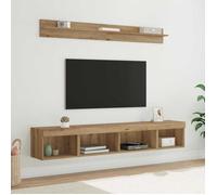 Unités murales TV - Meubles TV flottant - avec LED - 5 pcs - Chêne artisanal 40x30x30 cm T1750