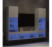 Unités murales TV - VIDAXL - meuble TV flottant - avec LED - (Lot de 5) blanc bois d'ingénierie(4 parcel) T7227