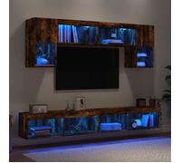 Unités murales TV - VIDAXL - meuble TV flottant - avec LED - (Lot de 6) chêne fumé bois d'ingénierie(3 parcel) T7235