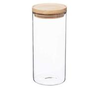 univers decor - Lot de 2 bocaux de conservation en verre et bois couvercle hermétique Atmosphera (Bocaux de conservation couvercle hermétique, 1.3 Litre : 9.7 x 22 cm)