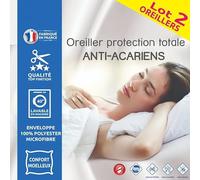 univers decor Lot de 2 Oreillers 60 x 60 cm Protection Totale Anti-Acariens