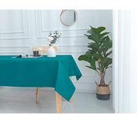 univers decor Nappe enduite avec Traitement antitache (Bleu Paon, Rectangulaire 145 x 240 cm)