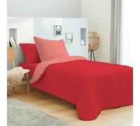 univers decor - Pack Complet 4 pièces Bicolore réversible Housse de Couette 140 x 200 cm pour lit 90 x 190 cm 100% Coton / 57 Fils/cm²