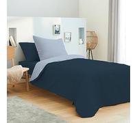 univers decor - Pack Complet 4 pièces Bicolore réversible Housse de Couette 140 x 200 cm pour lit 90 x 190 cm 100% Coton / 57 Fils/cm²