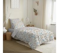 univers decor Pack Complet 4 pièces Housse de Couette réversible pour lit 90 x 190 cm (Pack Housse de Couette 4 pièces lit 90 x 190 cm, Tanya Cyan)