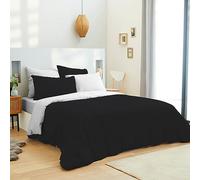 univers decor - Pack Complet 6 pcs Bicolore Housse de Couette lit 160 x 200 cm 100% Coton / 57 Fils/cm² (Noir/Blanc, Pack Complet 6 pièces Bicolore lit 160 x 200 cm)