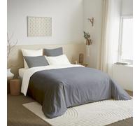 univers decor Pack Complet 6 pièces 240 x 220 cm Bicolore et réversible pour lit 2 Places 160 x 200 cm 100% Coton / 57 Fils/cm² (Anthracite/Blanc, Pack 6 pièces 240 x 220 lit 160 x 200 cm)