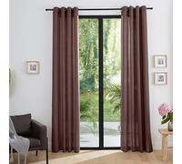 univers decor Paire de Doubles Rideaux tamisant à œillets Effet Lin 140 x 260 cm Moonlight Deco (Choco)