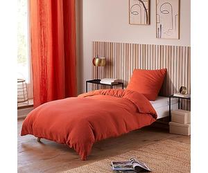 univers decor Parure de draps Noah Gaze de Coton pour lit 1 Place (Terracotta, Parure 3P pour lit 90 x 190 cm)