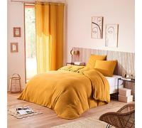univers decor Parure de draps Noah Gaze de Coton pour lit 2 Places (Curry, Parure 4P pour lit 160 x 200 cm)