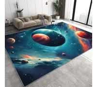 Univers Planètes Tapis 80x150 cm Galaxie Ciel étoilé Flanelle Tapis Chambre Lavable Facile d’Entretien Rug pour Chambre et Salon Q-415
